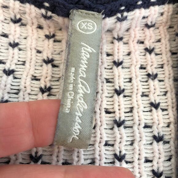 Hanna Andersson navy white red snowflake Nordic cardigan size Extra Small XS - Picture 10 of 16